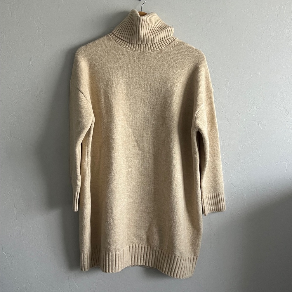 Desert Sand Turtleneck Short Sweater Dress